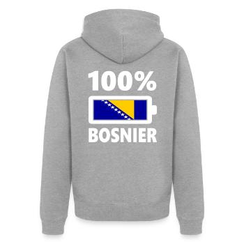Bosnier Bosnien Herzegowina Geschenk - Unisex Premium Bio Zip Hoodie - Grau meliert - Hinten - Nico (187cm)