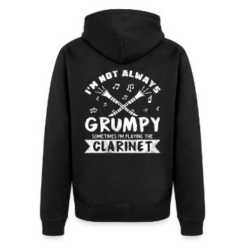 Funny clarinetist saying clarinet gift - Unisex Premium Organic Zip Hoodie - black - Back - Nico (187cm)