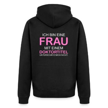 Doktortitel Frau Doktor Promotion Geschenk - Unisex Premium Bio Zip Hoodie - Schwarz - Hinten - Nico (187cm)