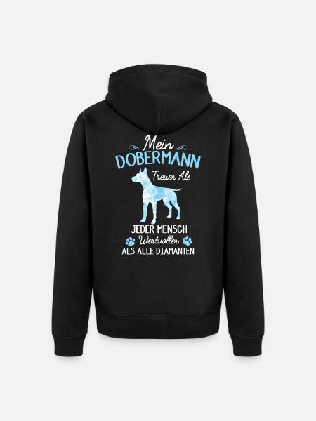Lustiges Dobermann Hund Spruch Damen Herren - Unisex Premium Bio Zip Hoodie - Schwarz