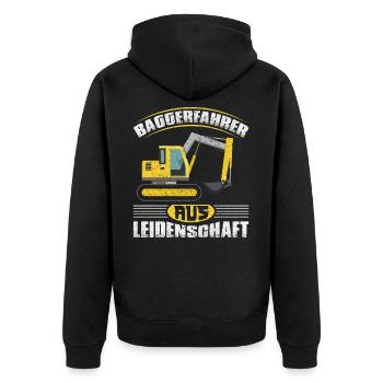 Lustiges Baggerfahrer Bagger Baggerführer baggern - Unisex Premium Bio Zip Hoodie - Schwarz - Hinten - Nico (187cm)
