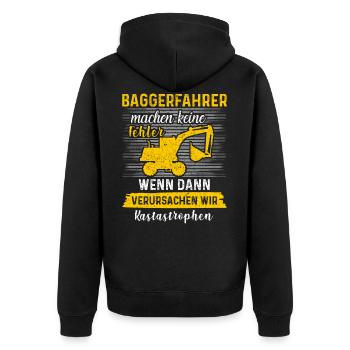 Lustiges Baggerfahrer Bagger Baggerführer baggern - Unisex Premium Bio Zip Hoodie - Schwarz - Hinten - Nico (187cm)
