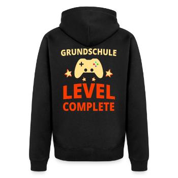 Grundschule Abschluss Geschenk - Unisex Premium Bio Zip Hoodie - Schwarz - Hinten - Nico (187cm)