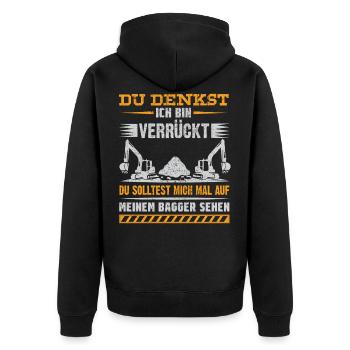 Lustiges Baggerfahrer Bagger Baggerführer baggern - Unisex Premium Bio Zip Hoodie - Schwarz - Hinten - Nico (187cm)