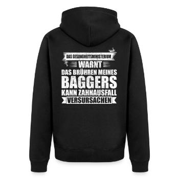 Lustiges Baggerfahrer Bagger Baggerführer baggern - Unisex Premium Bio Zip Hoodie - Schwarz - Hinten - Nico (187cm)