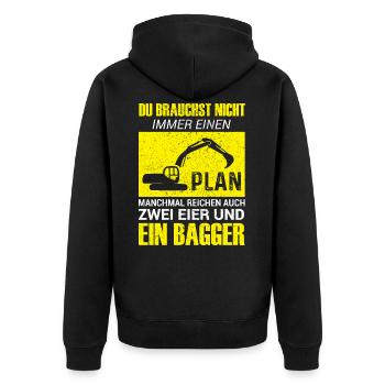 Lustiges Baggerfahrer Bagger Baggerführer baggern - Unisex Premium Bio Zip Hoodie - Schwarz - Hinten - Nico (187cm)