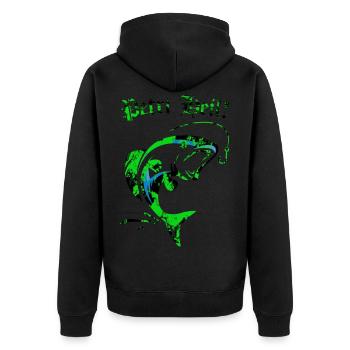 Petri Heil! - Unisex Premium Bio Zip Hoodie - Schwarz - Hinten - Nico (187cm)