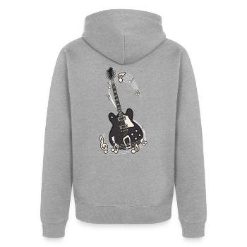 E guitare Notes musicales - Veste à capuche bio Premium Unisexe - gris chiné - Dos - Nico (187cm)