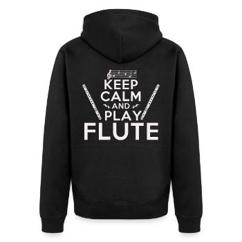 Flöten - Unisex Premium Bio Zip Hoodie - Schwarz - Hinten - Nico (187cm)