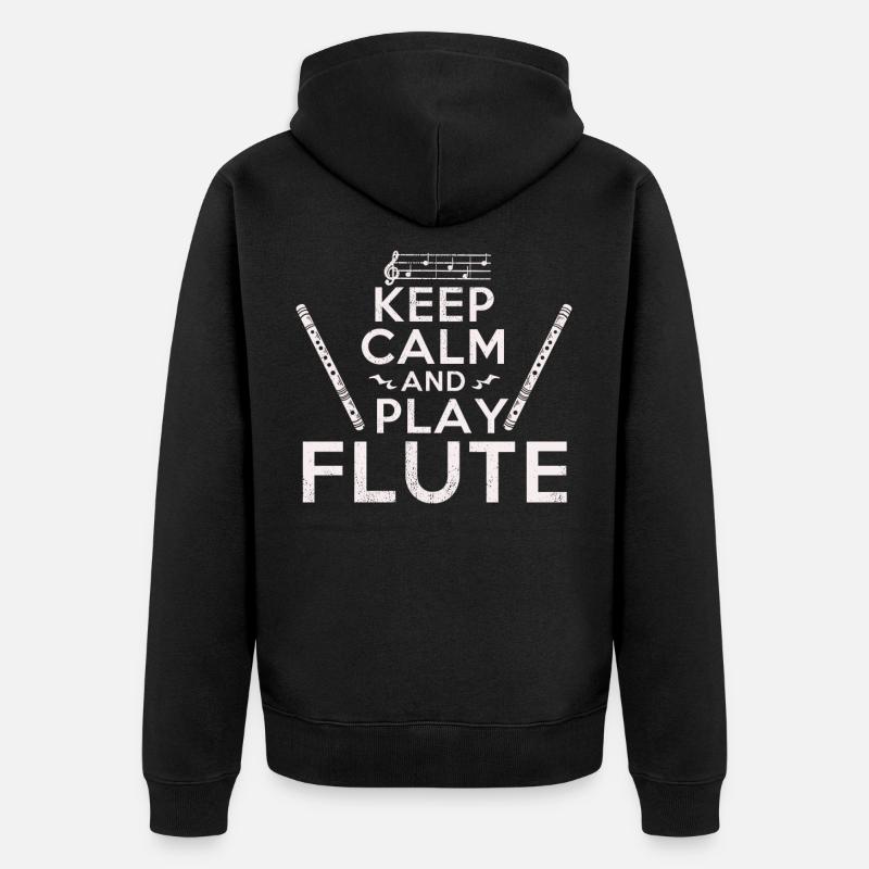 Keep Calm Flûtiste Flûtiste Idée cadeau - Veste à capuche bio Premium Unisexe - noir
