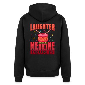 Le rire n'est pas le meilleur médicament Drum Is Gift - Veste à capuche bio Premium Unisexe - noir - Dos - Nico (187cm)