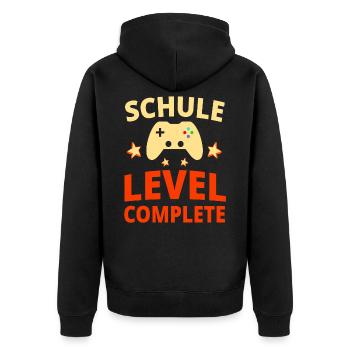 Schule Schulabschluss Abschluss Geschenk - Unisex Premium Bio Zip Hoodie - Schwarz - Hinten - Nico (187cm)