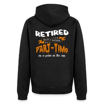 retirement - Unisex Premium Organic Zip Hoodie - black - Back - Nico (187cm)