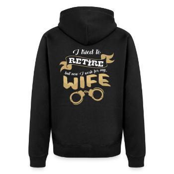 retirement - Unisex Premium Organic Zip Hoodie - black - Back - Nico (187cm)
