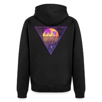 triangle black - Unisex Premium Bio Zip Hoodie - Schwarz - Hinten - Nico (187cm)
