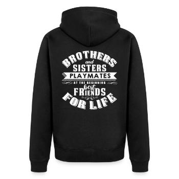 Bruder Und Schwester - Unisex Premium Bio Zip Hoodie - Schwarz - Hinten - Nico (187cm)