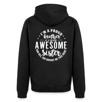 Bruder Und Schwester - Unisex Premium Bio Zip Hoodie - Schwarz - Hinten - Nico (187cm)