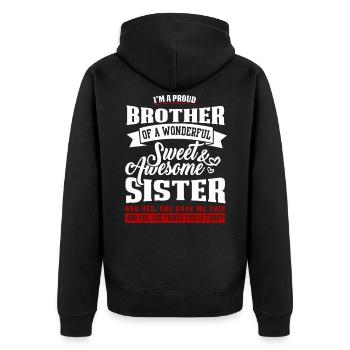 Bruder Und Schwester - Unisex Premium Bio Zip Hoodie - Schwarz - Hinten - Nico (187cm)