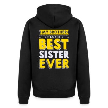 Bruder Und Schwester - Unisex Premium Bio Zip Hoodie - Schwarz - Hinten - Nico (187cm)