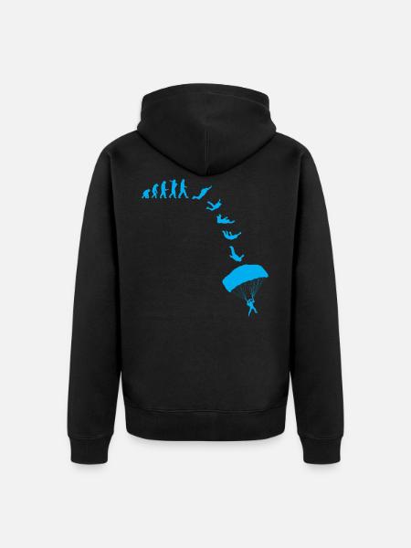 Fallschirmspringen Parachuting Evolution - Unisex Premium Bio Zip Hoodie - Schwarz