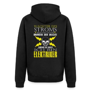 Wächter Des Stroms - Unisex Premium Bio Zip Hoodie - Schwarz - Hinten - Nico (187cm)