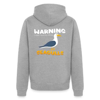 seagulls - Unisex Premium Organic Zip Hoodie - heather grey - Back - Nico (187cm)