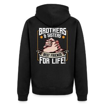 Bruder Und Schwester Beste Freunde Spruch Geschenk - Unisex Premium Bio Zip Hoodie - Schwarz - Hinten - Nico (187cm)