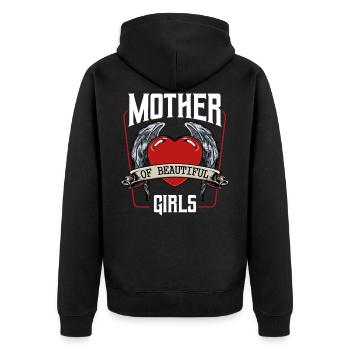 Mutter und Tochter - Unisex Premium Bio Zip Hoodie - Schwarz - Hinten - Nico (187cm)