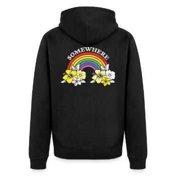Regenbogen Somewhere LGBT Wolken Homo Geschenk - Unisex Premium Bio Zip Hoodie - Schwarz - Hinten - Nico (187cm)