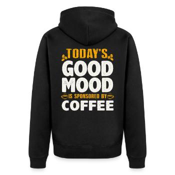 Kaffee - Unisex Premium Bio Zip Hoodie - Schwarz - Hinten - Nico (187cm)