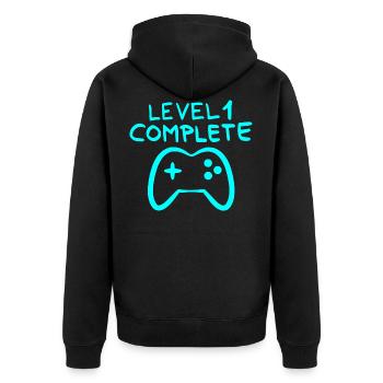 Level 1 complete 1 Geburtstag Spielkonsole - Unisex Premium Bio Zip Hoodie - Schwarz - Hinten - Nico (187cm)