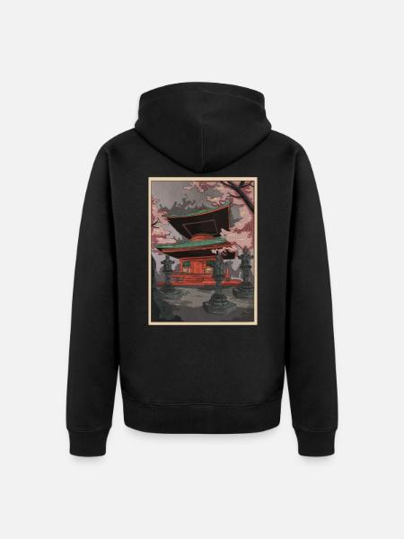 Japan Cherry Blossom Bonsai Anime Japanese Gift - Premium økologisk unisex-hættejakke - sort