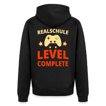 Realschule Abschluss Realschulabschluss Geschenk - Unisex Premium Bio Zip Hoodie - Schwarz - Hinten - Nico (187cm)