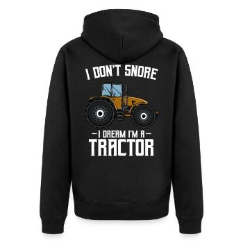 Traktor - Unisex Premium Bio Zip Hoodie - Schwarz - Hinten - Nico (187cm)