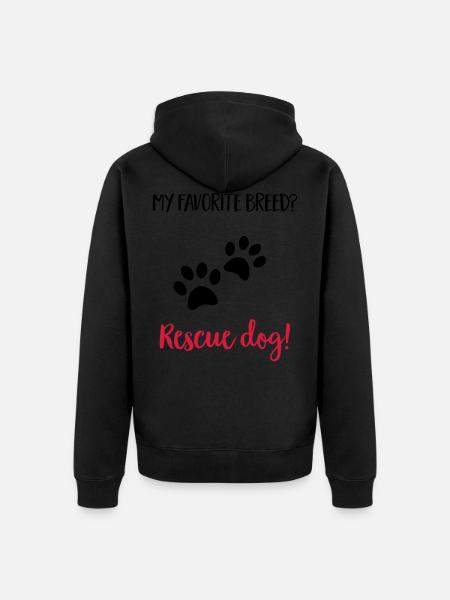 rescuedog - Unisex Premium Organic Zip Hoodie - black