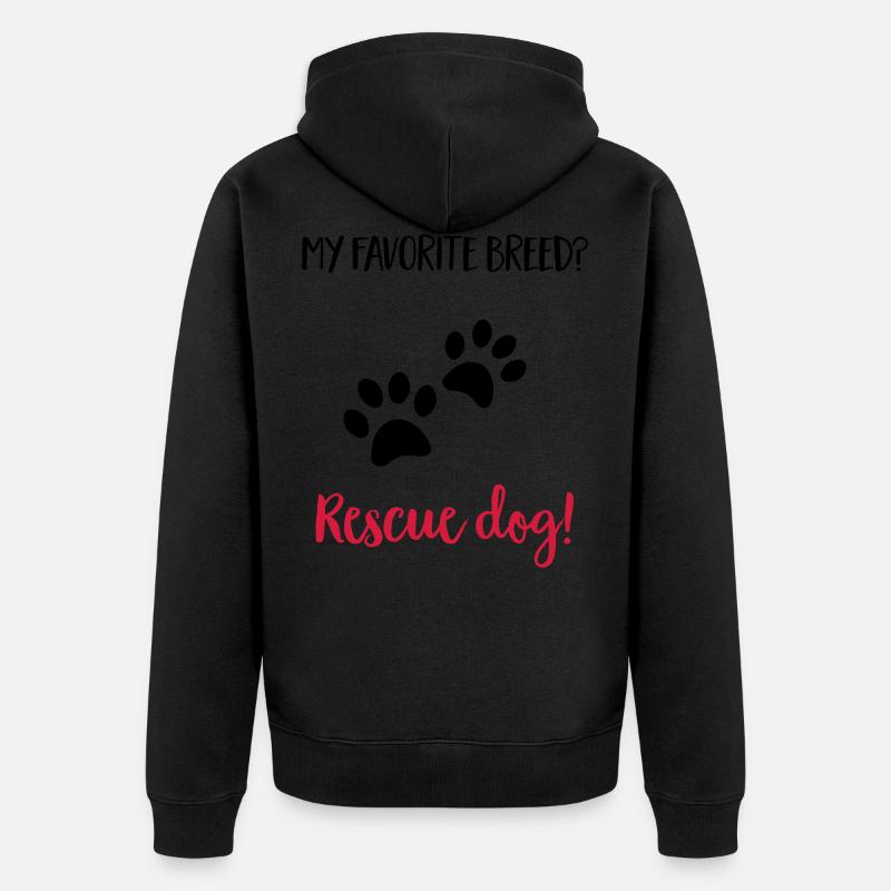 rescuedog - Unisex Premium Bio Zip Hoodie - Schwarz
