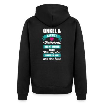 Onkel Nichte Seele Geschenk Geburtstag - Unisex Premium Bio Zip Hoodie - Schwarz - Hinten - Nico (187cm)