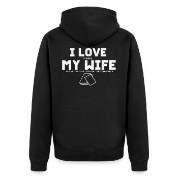 Kartenspiel Suck My Brettspiele Geschenk - Unisex Premium Bio Zip Hoodie - Schwarz - Hinten - Nico (187cm)