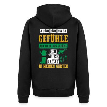 Ich Habe Das Gefühl Ich Muss Jetzt In Den Garten - Unisex Premium Bio Zip Hoodie - Schwarz - Hinten - Nico (187cm)