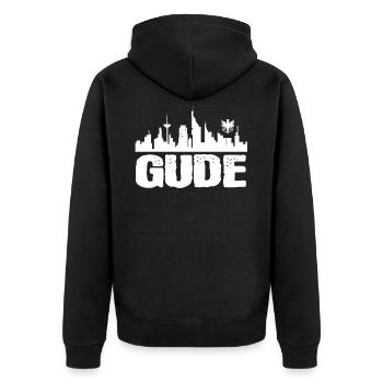 Gude Hesse Hessisch Dialekt Frankfurt Geschenk - Unisex Premium Bio Zip Hoodie - Schwarz - Hinten - Nico (187cm)