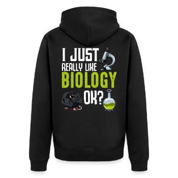 Cool Biologie Statement Biologen Geschenkidee - Unisex Premium Bio Zip Hoodie - Schwarz - Hinten - Nico (187cm)