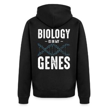 Biologie Ist In Meinen Genen Biologen Geschenkidee - Unisex Premium Bio Zip Hoodie - Schwarz - Hinten - Nico (187cm)