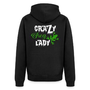 Crazy Frog Lady Cool Frösche Statement Geschenk - Unisex Premium Bio Zip Hoodie - Schwarz - Hinten - Nico (187cm)
