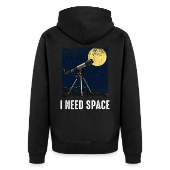 Astronomie - Unisex Premium Bio Zip Hoodie - Schwarz - Hinten - Nico (187cm)