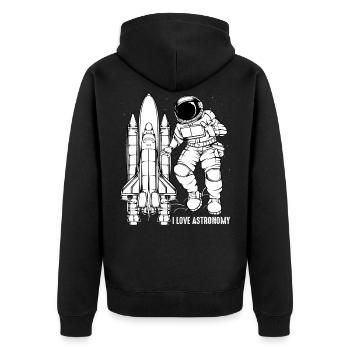 Astronaut - Unisex Premium Bio Zip Hoodie - Schwarz - Hinten - Nico (187cm)