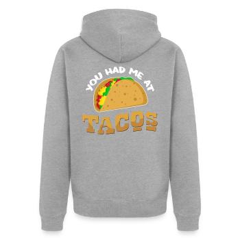 Taco - Unisex Premium Organic Zip Hoodie - heather grey - Back - Nico (187cm)