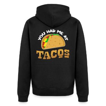 Taco - Unisex Premium Bio Zip Hoodie - Schwarz - Hinten - Nico (187cm)