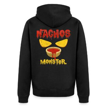 Nachos Monster | Salsa Nacholiebhaber Geschenk - Unisex Premium Bio Zip Hoodie - Schwarz - Hinten - Nico (187cm)