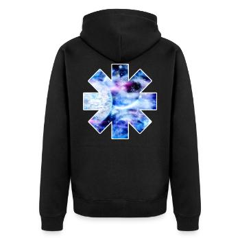 Sternchenraum - Unisex Premium Bio Zip Hoodie - Schwarz - Hinten - Nico (187cm)