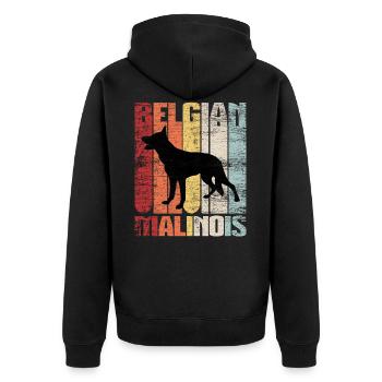 Belgian Malinois retro - Unisex Premium Organic Zip Hoodie - black - Back - Nico (187cm)